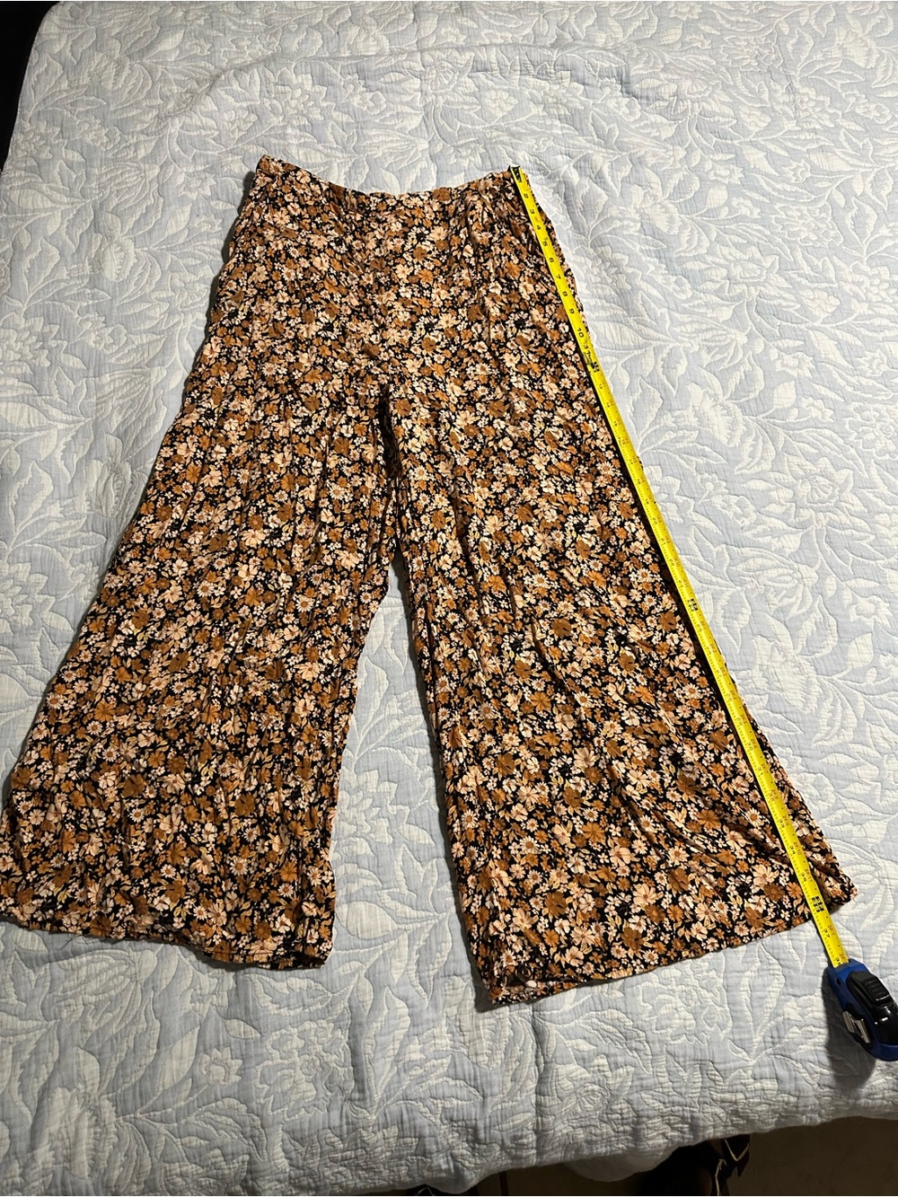 Rip Curl Black and Brown Floral Wide-Leg Palazzo Pants